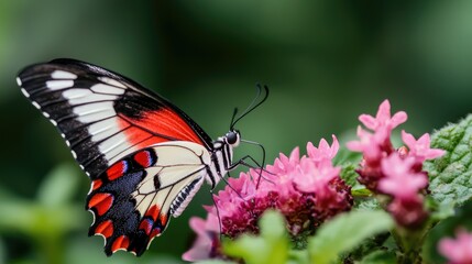 Fototapeta premium Colorful butterfly on pink flower cluster