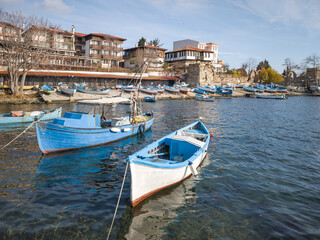 Fishing boats at the port of Nessebar, Bulgaria