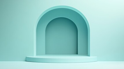 Fototapeta premium Pastel Blue Archway With Circular Platform Display