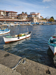Fototapeta premium Fishing boats at the port of Nessebar, Bulgaria