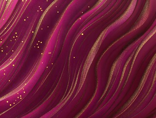 Abstract Wavy Lines: A mesmerizing abstract background design features a deep, luxurious pink canvas, adorned with flowing gold lines and sparkling golden specks.