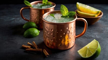 Vibrant Mocktail in a Copper Mug: A Refreshing and Stylish Beverage Experience