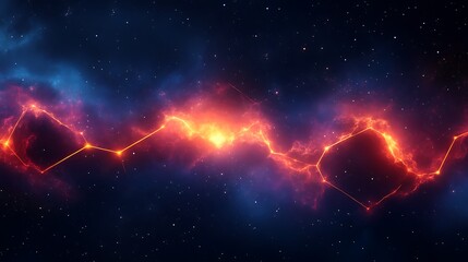 Cosmic Nebula Energy Stream Glowing Brightly In Space