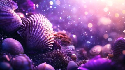 Creative seashell layout with marine life
