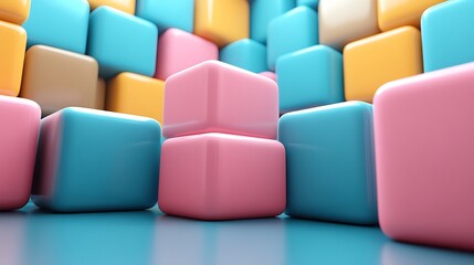Obraz premium Pastel Colored Cubes Arranged In A Stacked Formation