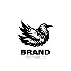 Crow Logo. Crow Logo Design. Crow Logo Brand. Crow Logo Vector Design Isolated on White Background