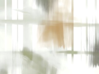 Abstract Window Light: An ethereal, abstract painting capturing the interplay of light and shadow through a window pane, evoking a sense of serenity and calm.  The soft, muted tones of beige, olive.