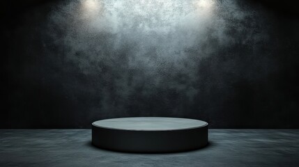 Dark Circular Platform Against A Textured Wall
