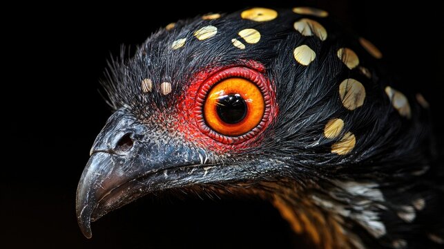 Close-up of a speckled chachalaca bird profile