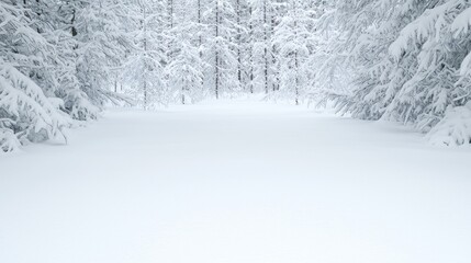Fototapeta premium Snowy forest, winter wonderland, tranquil scene, peaceful nature, perfect for backgrounds