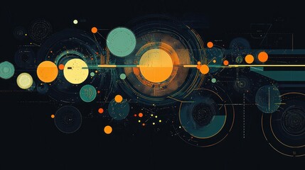 Obraz premium Circular geometric elements forming connected strategic flows