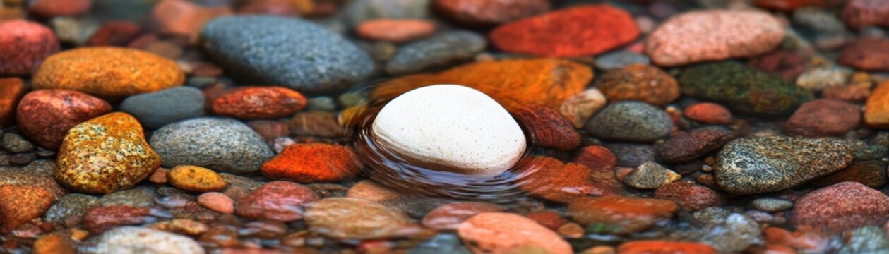 Colorful smooth stones beach texture.