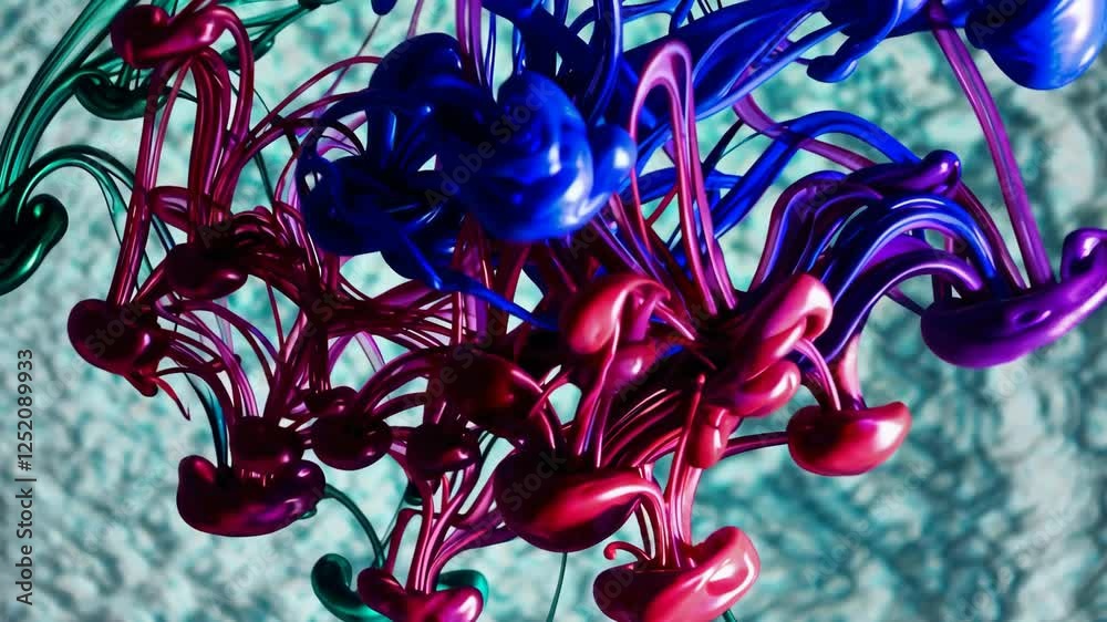 Aufkleber colorful abstract liquid shapes in motion, dynamic expression of movement and art concept