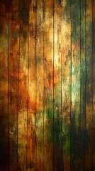 Rustic Wood Texture: A rich and textured backdrop featuring weathered wooden planks, the colors range from deep browns and oranges to soft greens and yellows, creating a timeless and rustic aesthetic.