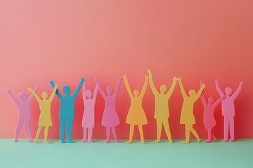 Colorful Paper People Celebrating Success and Unity