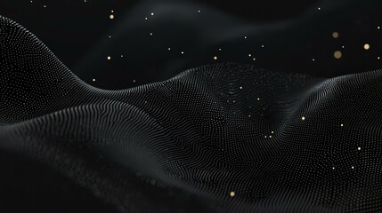 A sleek grey abstract background with flowing particles creating a sense of motion and scienceinspired elegance.