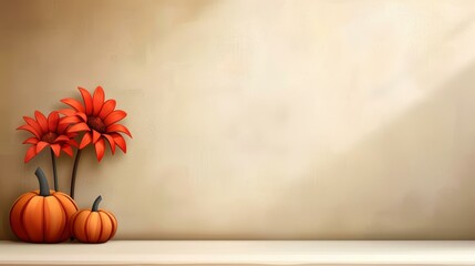 Celebrate harvest with vibrant autumn blooms and pumpkins, reflecting the essence of Thanksgiving festivities. A warm, seasonal tribute.