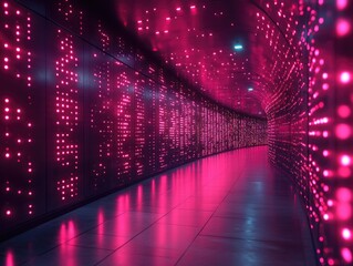 Pink Neon Lights Tunnel Corridor