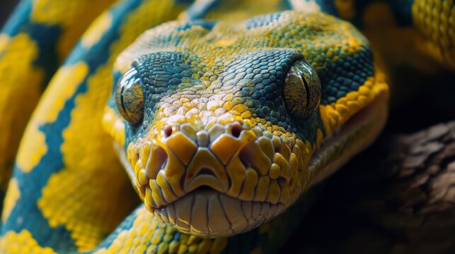 Close-up of a Stunning Diamond Python: Nature's Jewel