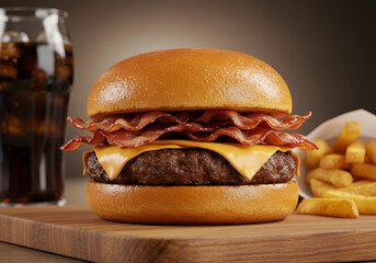 X-Bacon Suculento com Queijo Cheddar e Pedaços de Bacon Crocante