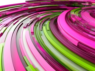 Abstract Geometric Swirl: An abstract background of swirling, overlapping geometric shapes in vibrant pink and green, creating a sense of movement and depth, perfect for modern design projects.