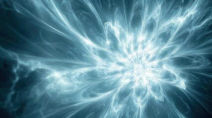 Abstract Teal Energy Flower Fractal Design