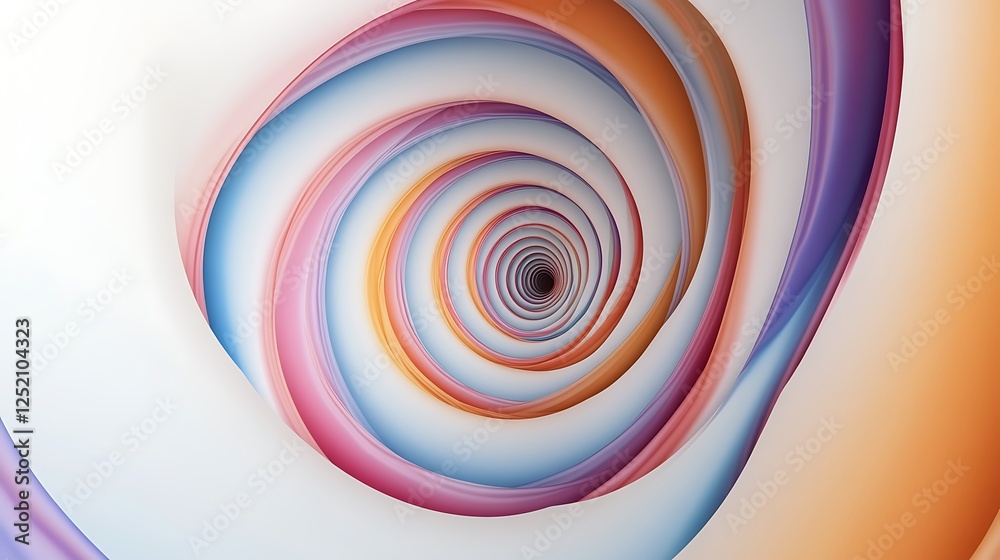 Wall mural a rotating spiral with alternating colors that seem to twist endlessly on a white background.