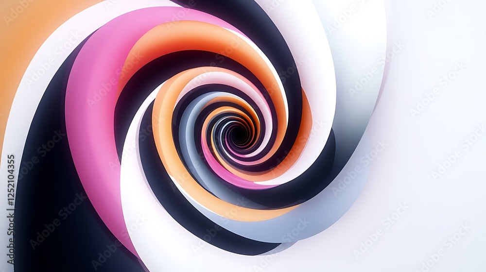 Wall mural a rotating spiral with alternating colors that seem to twist endlessly on a white background.