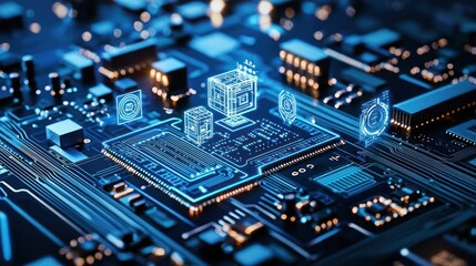 Obraz premium Abstract Circuit Board With Glowing Blue Tech Design