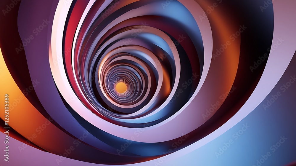 Wall mural a series of concentric shapes that appear to stretch and bend in impossible directions.