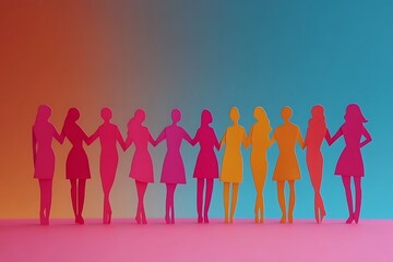Obraz premium Colorful Female Figures Celebrating Unity and Success