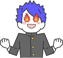 闘志に燃える男子生徒・学生