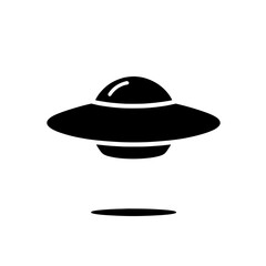 Unidentified Flying Object: A classic depiction of a UFO, rendered in a simple yet striking black silhouette against a clean background. The iconic saucer shape evokes mystery and intrigue.