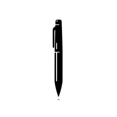 Black Ballpoint Pen Icon: A simple yet elegant icon of a black ballpoint pen, perfect for representing writing, office supplies, or education.