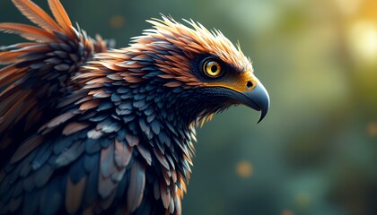 Majestic Eagle Portrait Detailed Close-up with Powerful Gaze and Rich Texture
