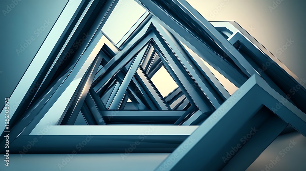 Wall mural a set of overlapping triangles that seem to warp and distort, forming an impossible shape.