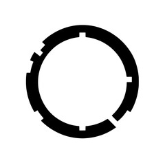 Naklejka premium Abstract Circular Design: A minimalist black circular shape with geometric patterns, perfect for design, branding, and modern aesthetics.