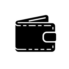 Wallet Icon: Simple yet powerful, this black and white illustration captures the essence of a traditional wallet, perfect for design projects related to finance, budgeting, savings, and payments.