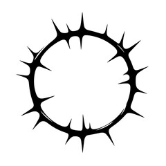 Crown of Thorns: A simple yet powerful black and white illustration of the iconic crown of thorns, symbolizing sacrifice, suffering, and redemption.