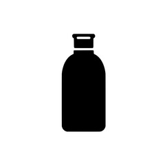 Simple Bottle Silhouette: A minimalist black silhouette of a bottle with a screw-top lid, ideal for design projects, branding, and minimalist aesthetics. 