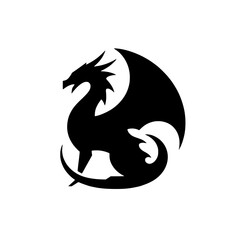 Dragon Silhouette: A stylized silhouette of a dragon with outstretched wings, forming a powerful and enigmatic image.  This minimalist design is ideal for branding, tattoo art.