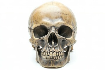 Human skull profile on white background. AI image