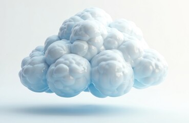 3D render of abstract curly white cloud on white background. Plastic cloudscape illustration. Design element for weather forecast, sky, nature themes. Cartoon fluffy cumulus texture, fantasy