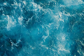 Aerial view of turbulent ocean waves. AI image