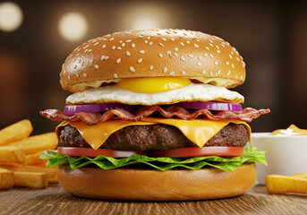  X-Tudo Completo com Ovo, Bacon, Queijo e Vegetais Frescos