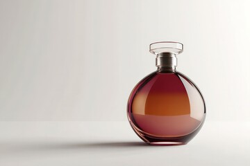 Elegant perfume bottle on plain white background. Artificial Intelligence