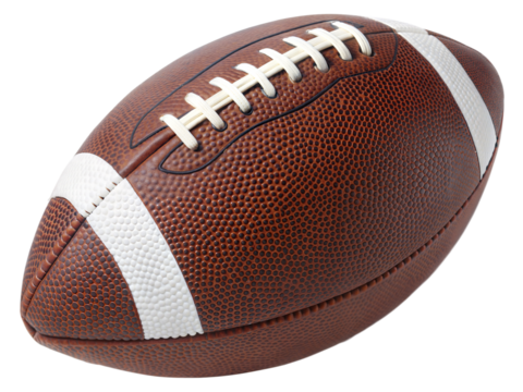 Classic American Football Ball with White Stripes Transparent Background