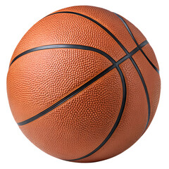 Realistic Basketball with Textured Surface Transparent Background