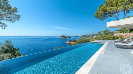 Fototapeta premium Infinity Pool Overlooking the Mediterranean Sea.