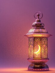 Elegant Ramadan Lantern with Crescent Moon Festive Islamic Decoration